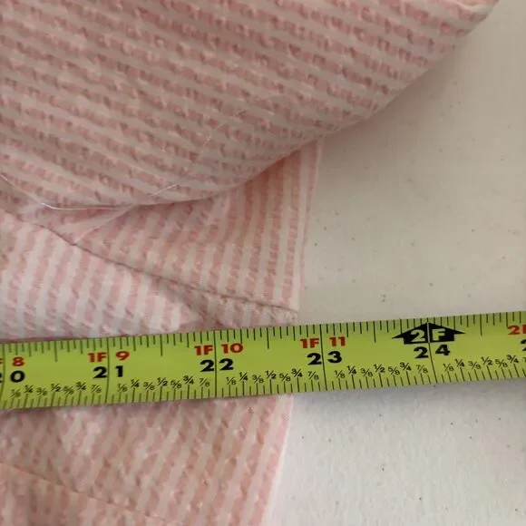 Liz Claiborne Blouse Women's Large Pink Striped Seersucker Long Sleeve Top Sheer - Picture 8 of 8